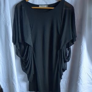 Mink Pink Elegant Black Draped Top Black XS